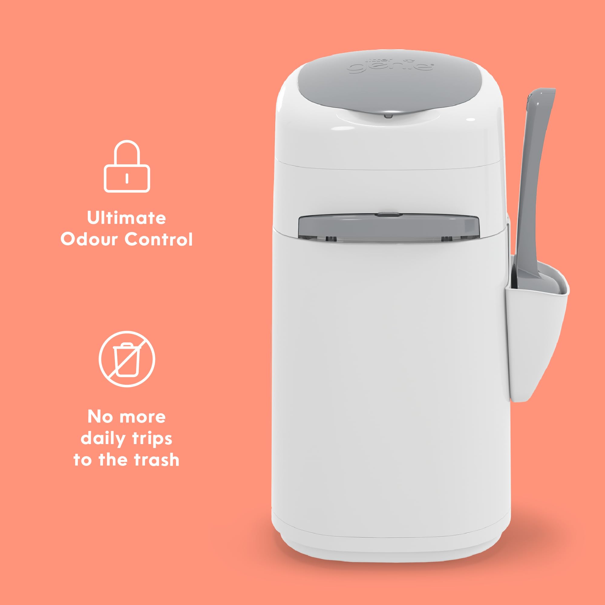 Litter Genie wide opening for easy disposal and faster scooping benefit