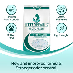 Litter Pearls crystal close-up highlighting absorbent silica gel crystals