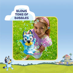 Little Kids Bluey bubble machine bottle detail with 16 oz solution shown for longer bubble sessions