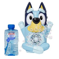 Little Kids Bluey bubble machine front view showing fun character and easy start button benefit
