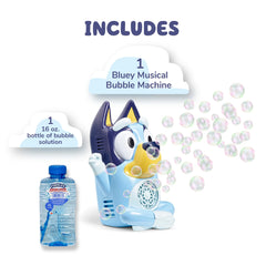 Little Kids Bluey bubble machine side profile highlighting sturdy no-spill design for cleaner play