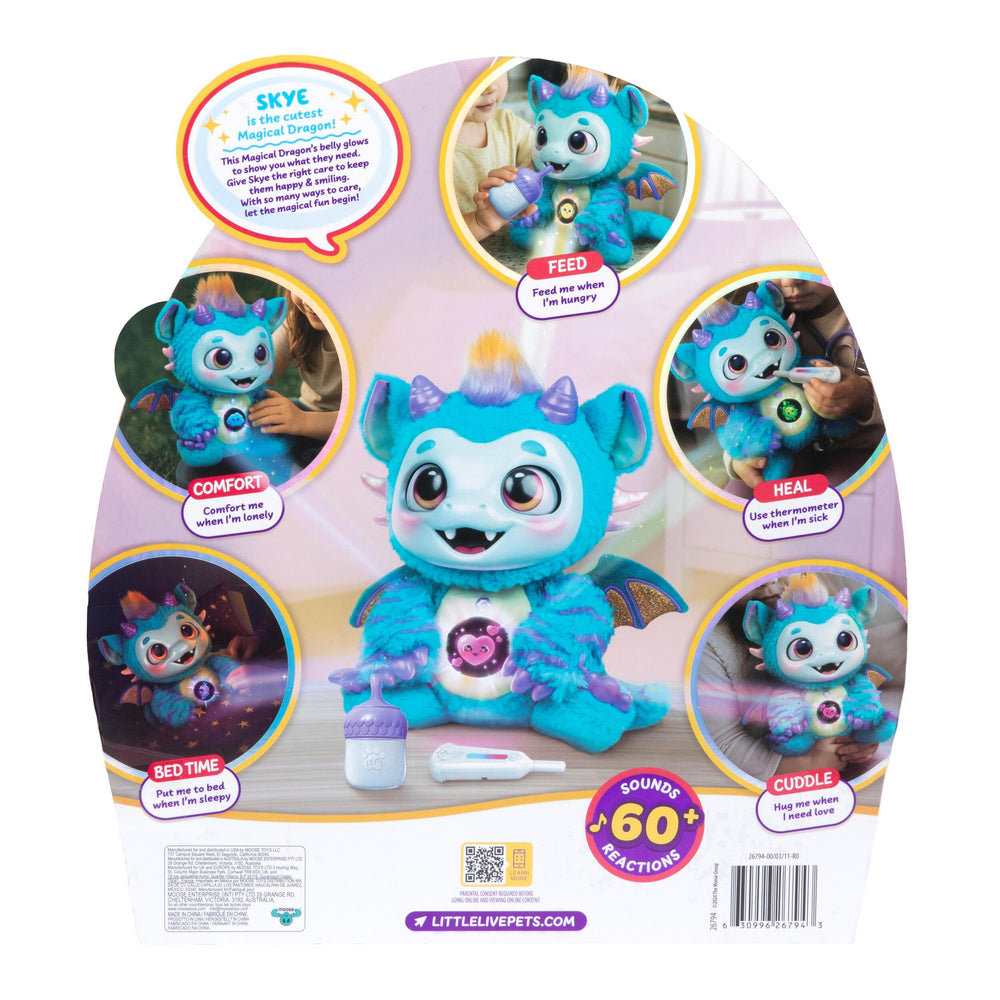 Little Live Pets Skye packaging label showing age recommendation and features