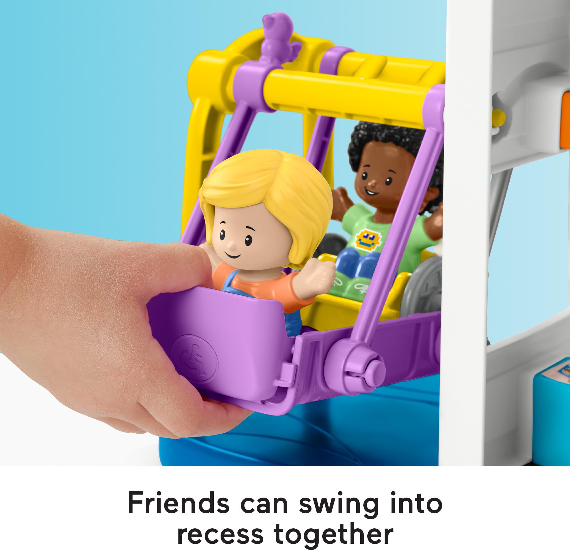 Little People elevator detail illustrating movement and cause-and-effect play