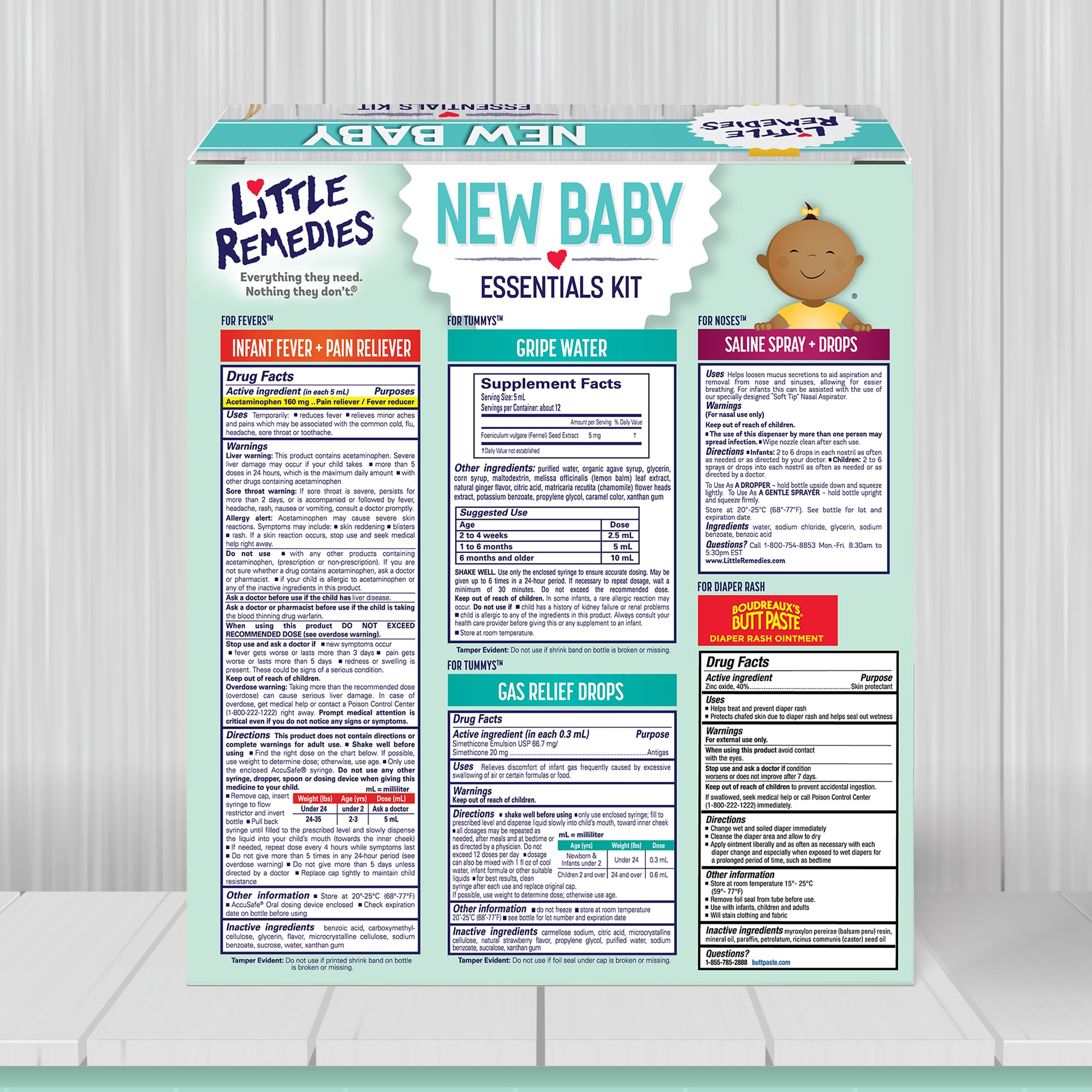 Little Remedies kit packed in a diaper bag, showing convenience for on-the-go parents