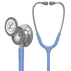 Littmann front view showing chestpiece and ceil blue tubing for clear auscultation