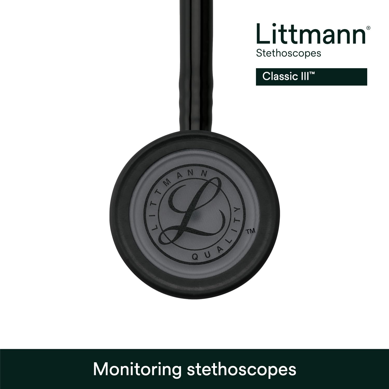 Littmann stethoscope beside ruler to show 27-inch tube length for scale and portability