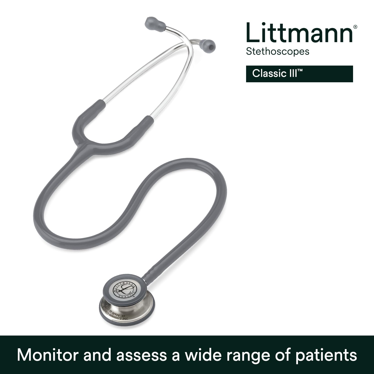 Littmann stainless steel chestpiece highlighting acoustic performance