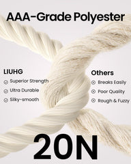 LIUHG close-up of 4-ply tight-twist thread showing smooth texture