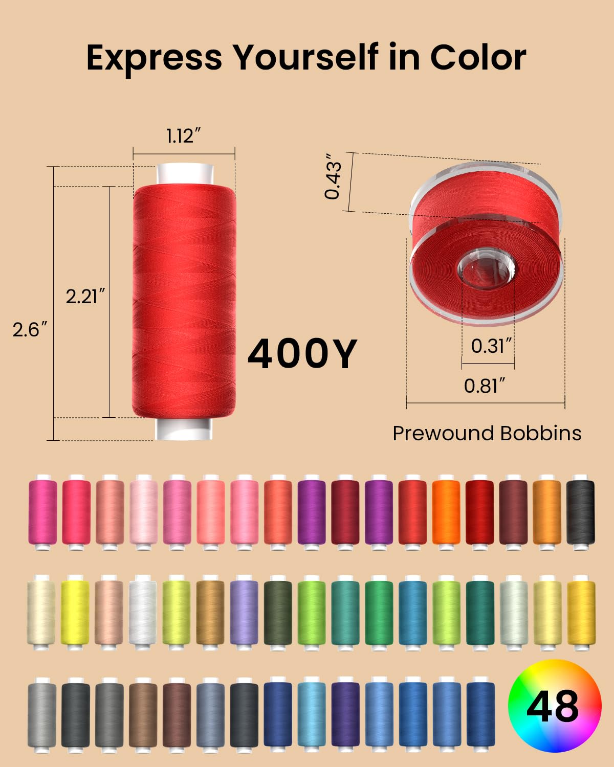 LIUHG spool label detail showing 400yd and AAA-grade specs