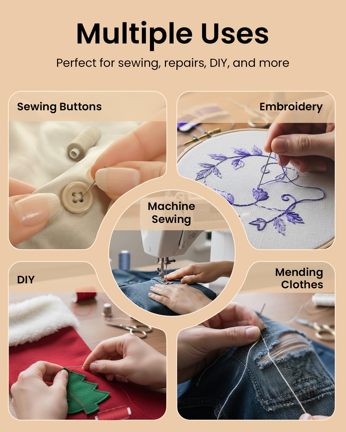 LIUHG thread feeding through a sewing machine for reliable stitching