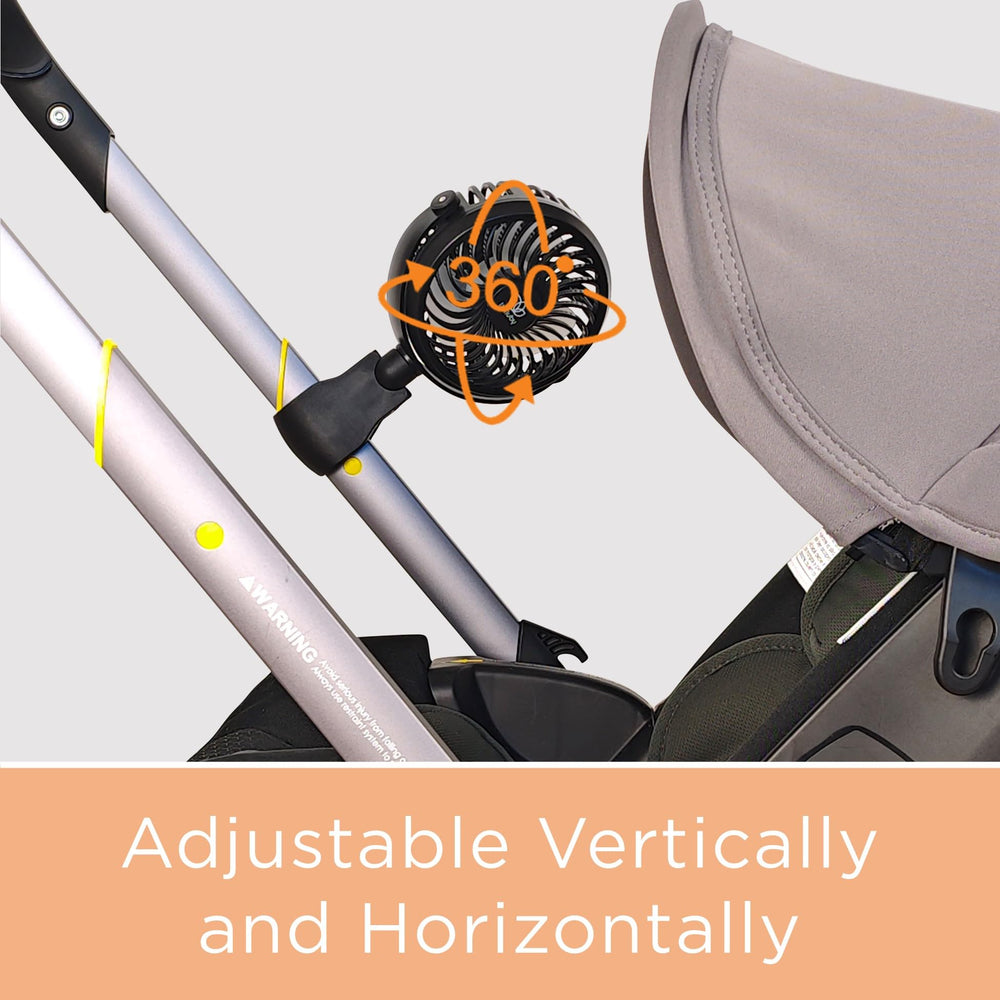 liuliuby fan attached to stroller demonstrating steady airflow for comfort