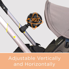 liuliuby fan attached to stroller demonstrating steady airflow for comfort