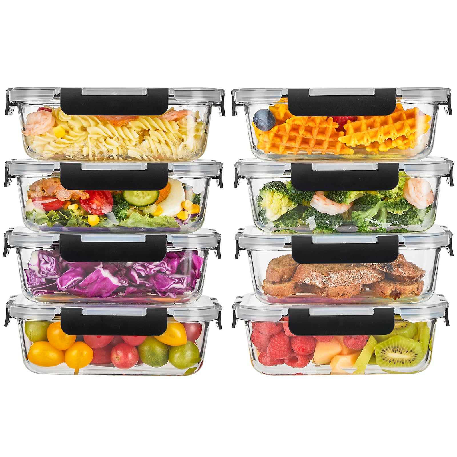 Liuruiyu front pack view showing eight 36oz containers for organized meal prep