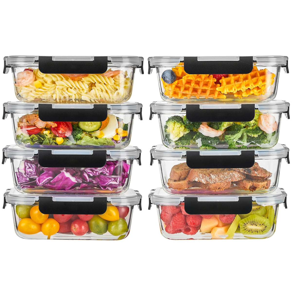 Liuruiyu front pack view showing eight 36oz containers for organized meal prep