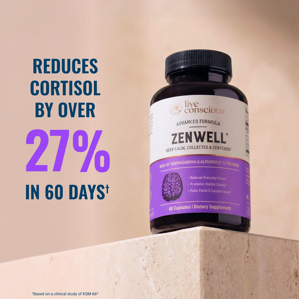 Live Conscious ZenWell capsules in hand to show size and portion guidance for adults