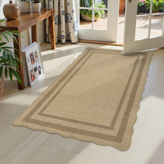 LIVEBOX front view scalloped 3x5 rug showing pattern and curb appeal
