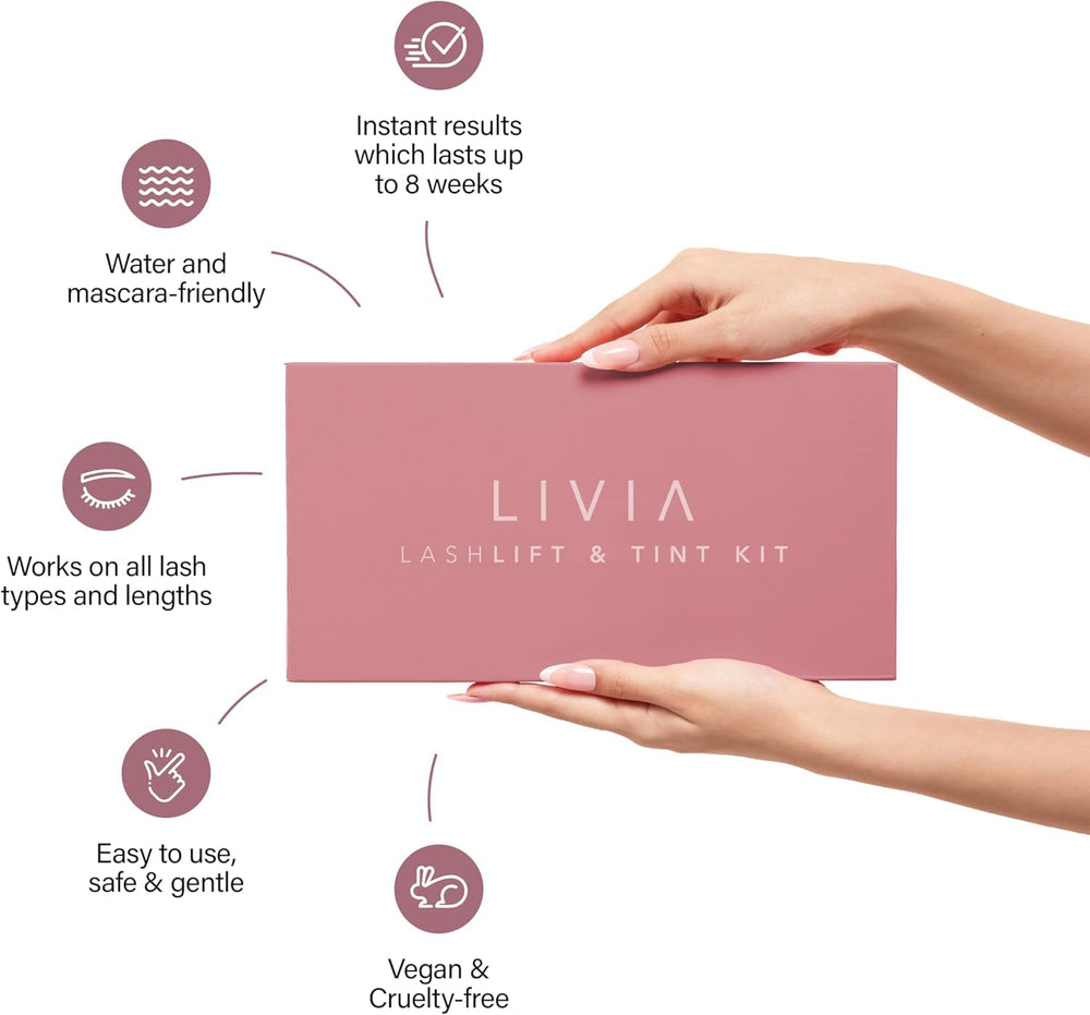 LIVIA kit held in hand to show scale and the three full applications included
