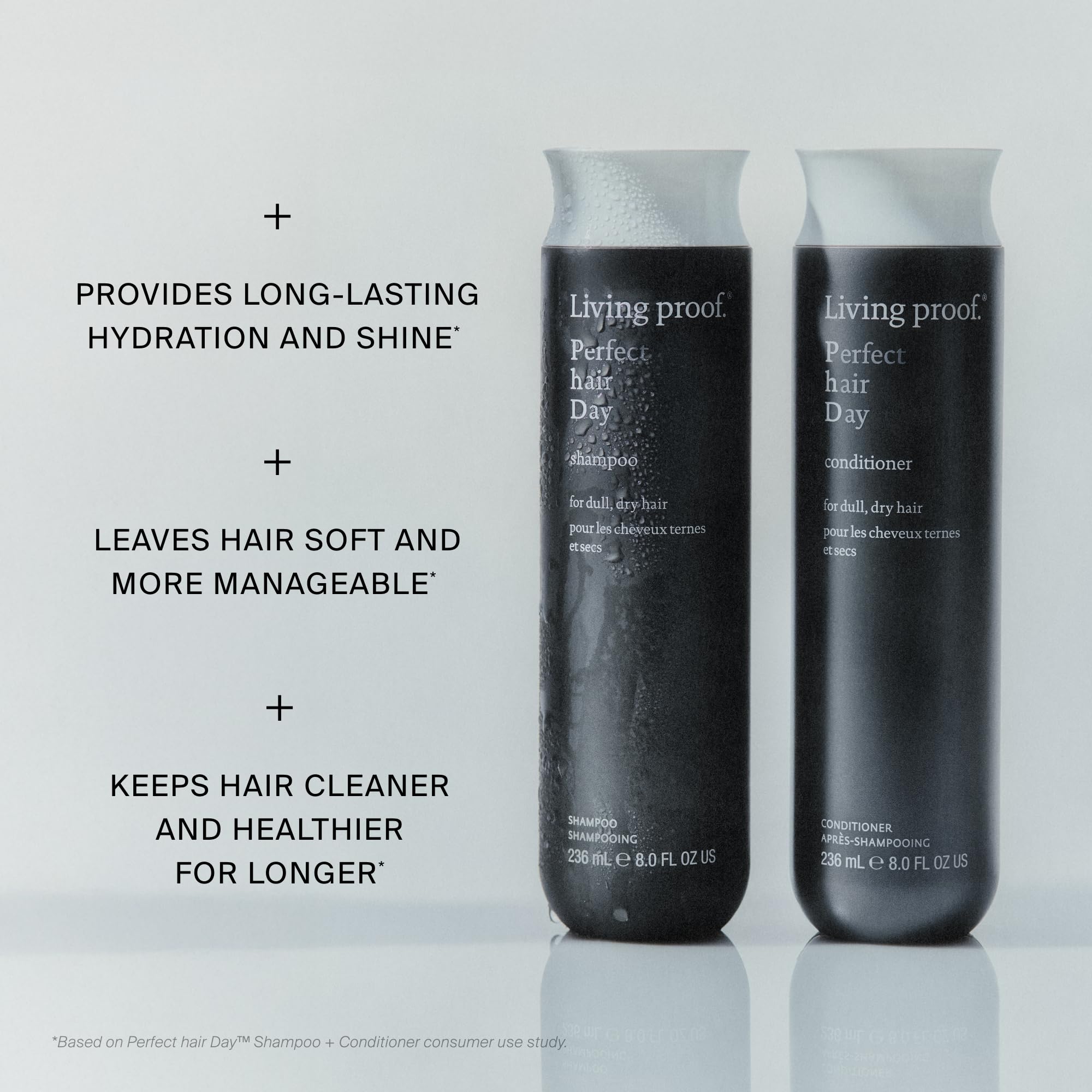 Living Proof conditioner cream in hand demonstrating lightweight consistency