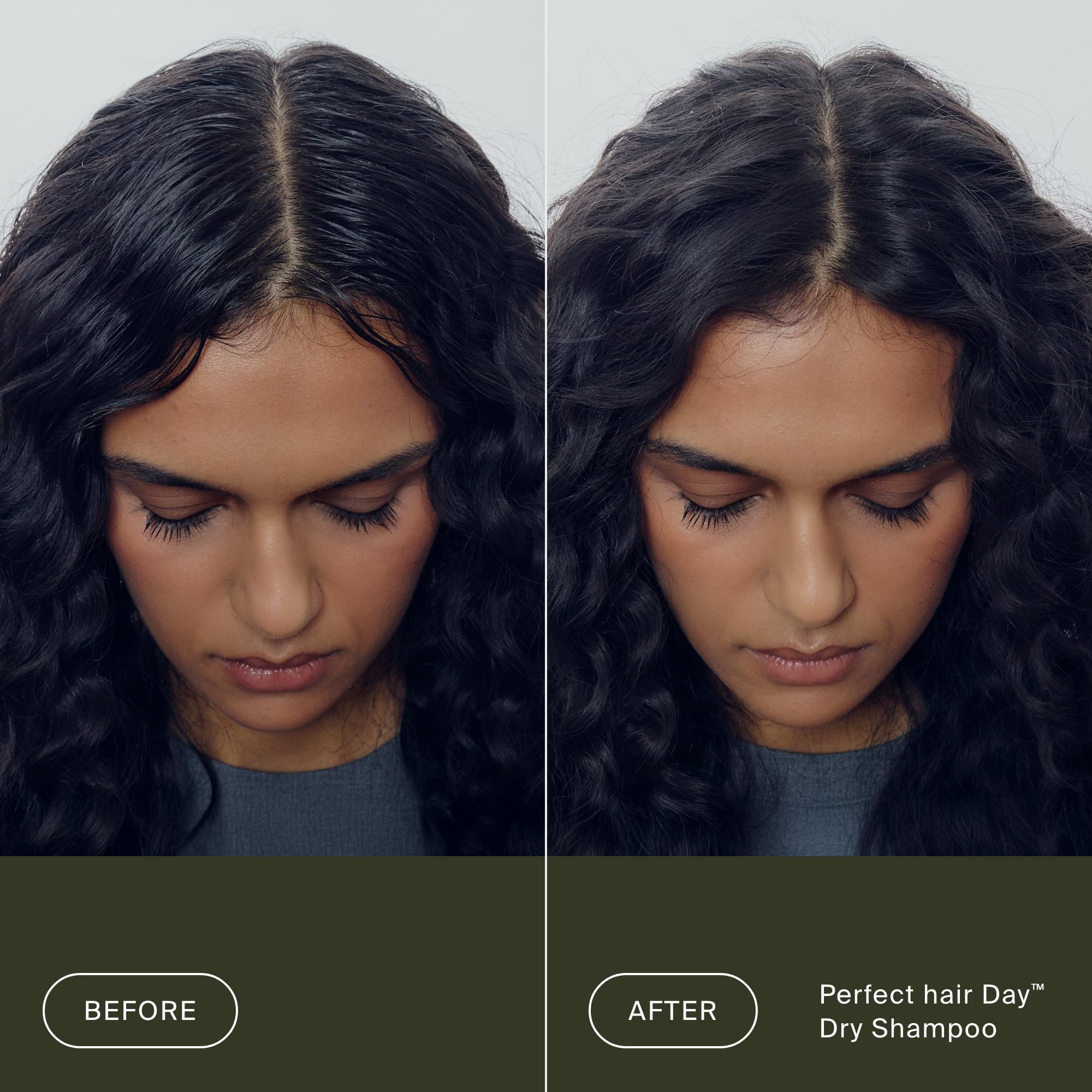 Living Proof scalp demonstration indicating refreshed, less oily scalp