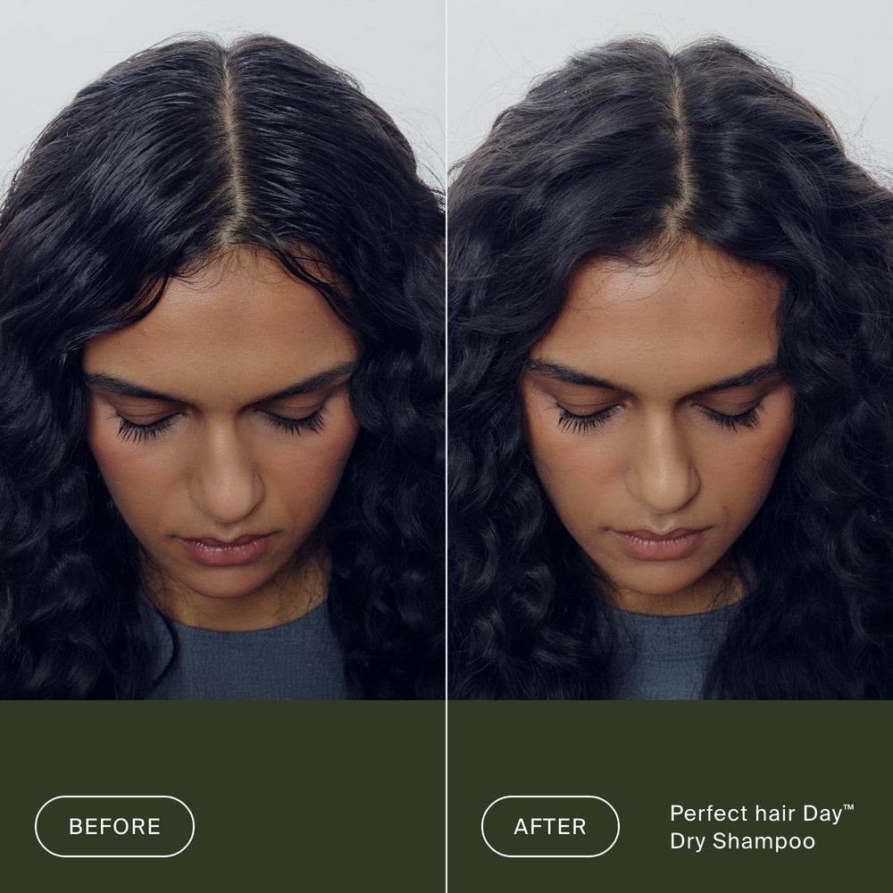 Living Proof scalp demonstration indicating refreshed, less oily scalp