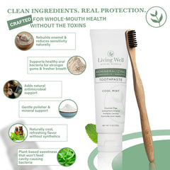 Living Well with Dr. Michelle ingredient list detail highlighting hydroxyapatite and PROtektin for enamel support
