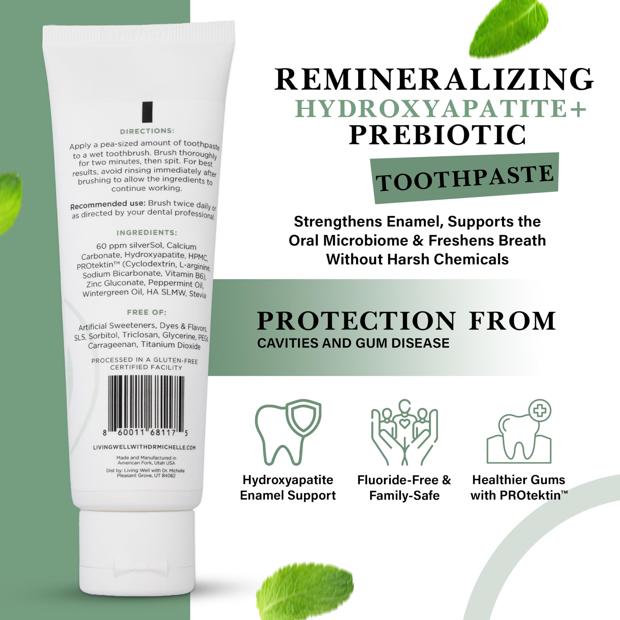 Living Well with Dr. Michelle paste on toothbrush demonstrating easy application and fresh mint benefit