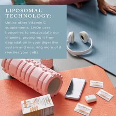 LivOn Laboratories open packet closeup showing liposomal liquid texture for easy consumption