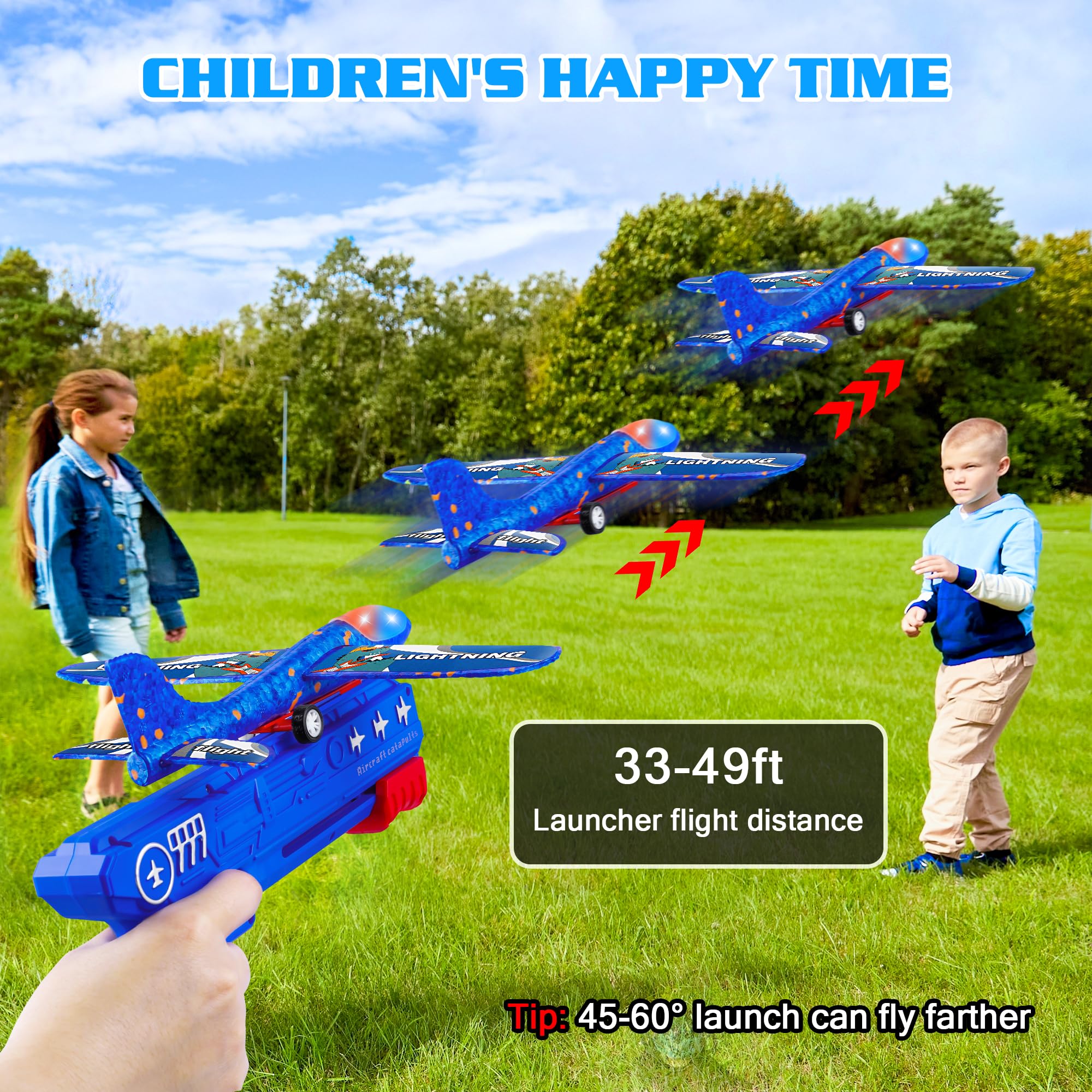 LJZJ foam plane flying over grass in outdoor play scene encouraging active play