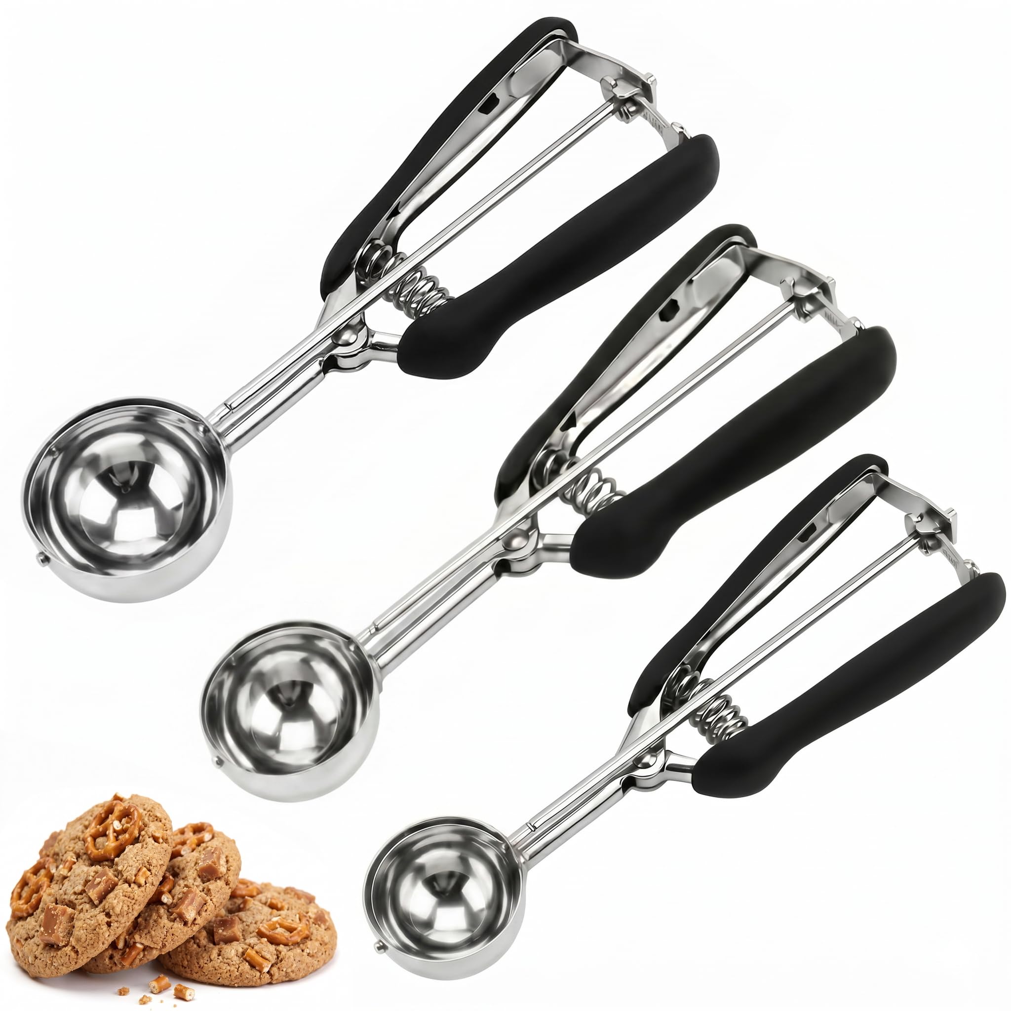 LLESCA front view showing all three scoops for uniform portions