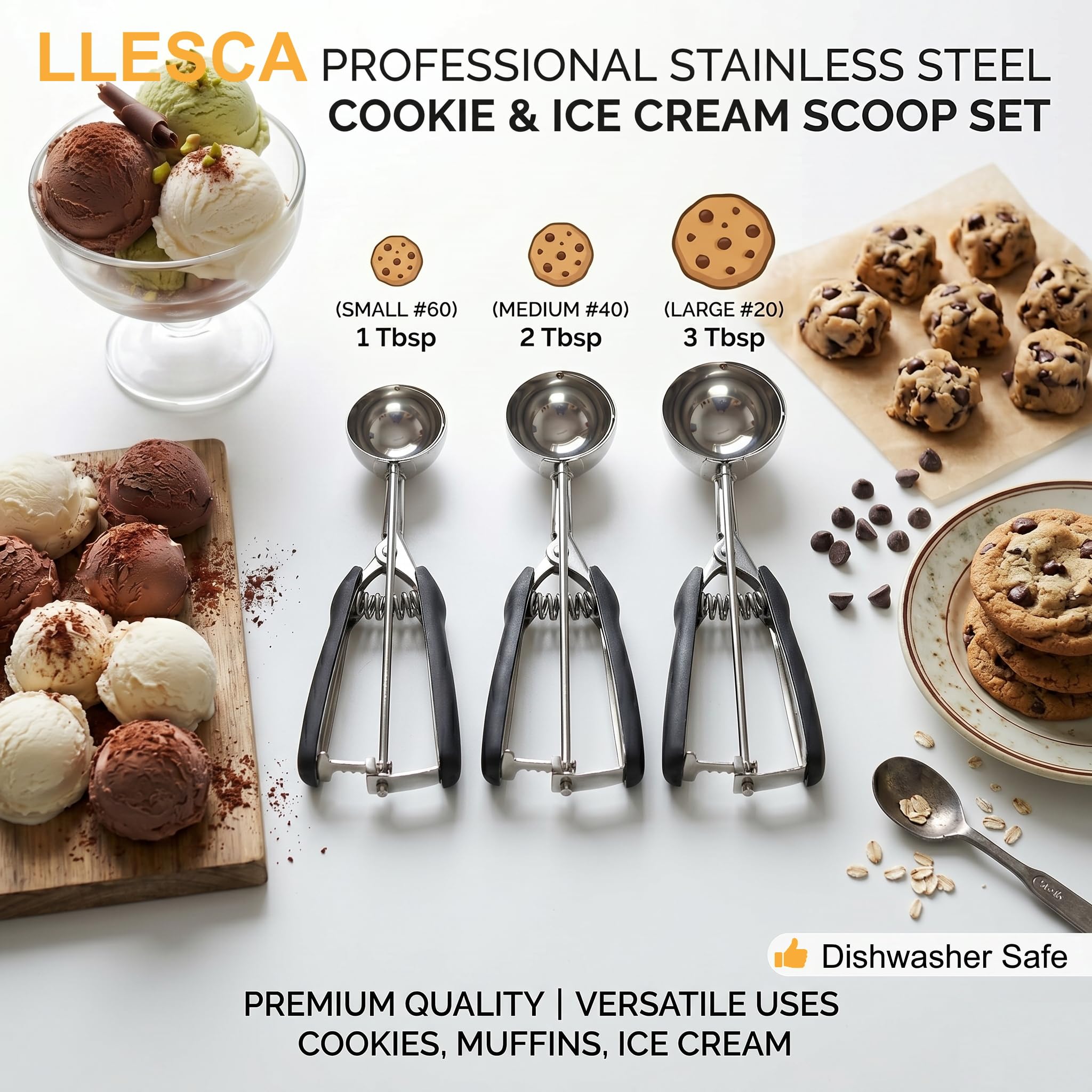 LLESCA serving ice cream with scoops for neat presentation