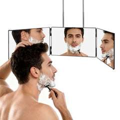 LMZNXCZ front view tri-fold mirror showing full reflective panels for clear grooming