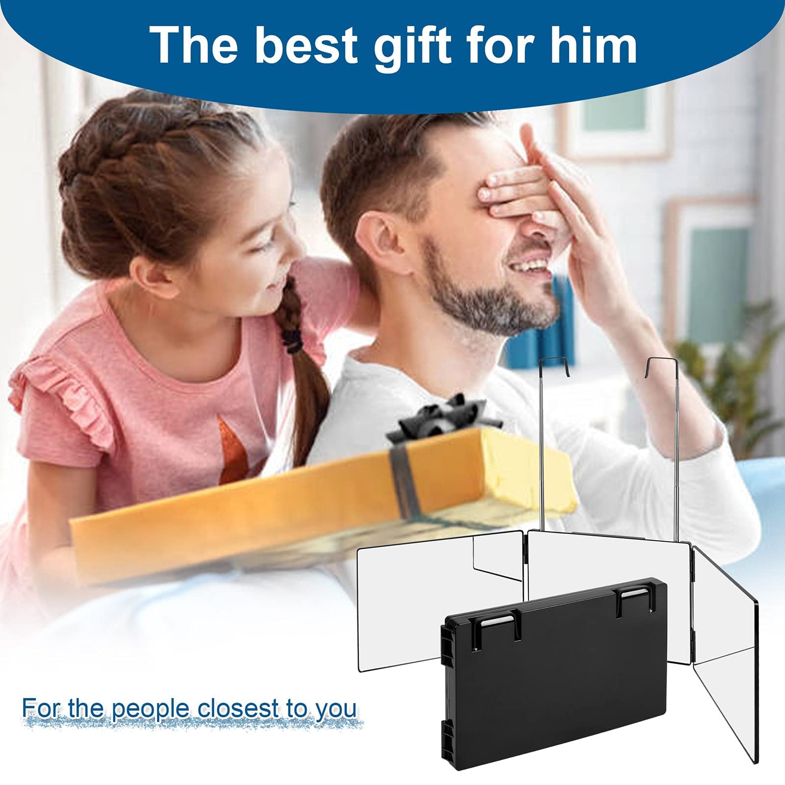 LMZNXCZ in-use scene of barber viewing back of head for accurate home haircut