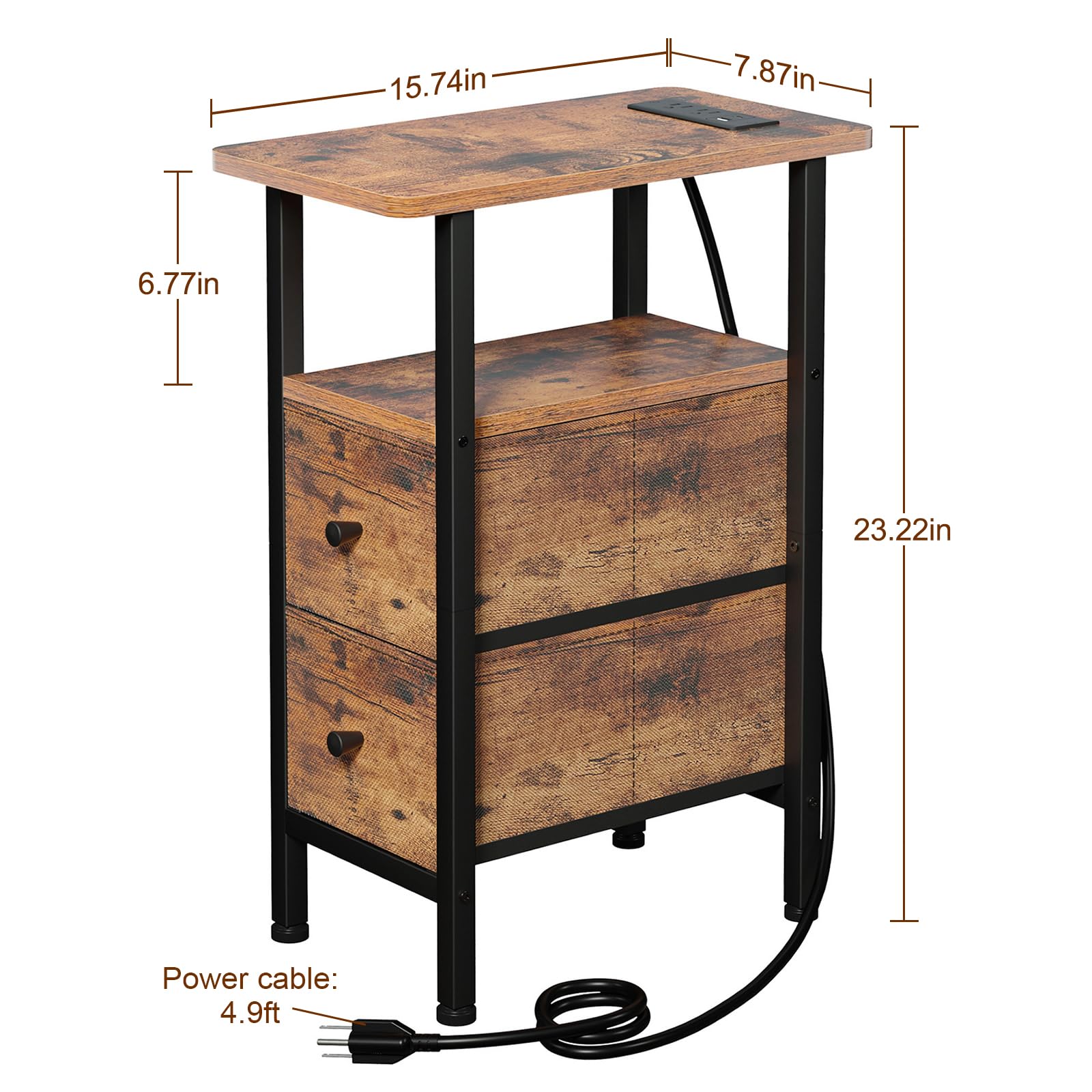 LOAKEKEL fabric drawer detail with wood-look print for lightweight storage