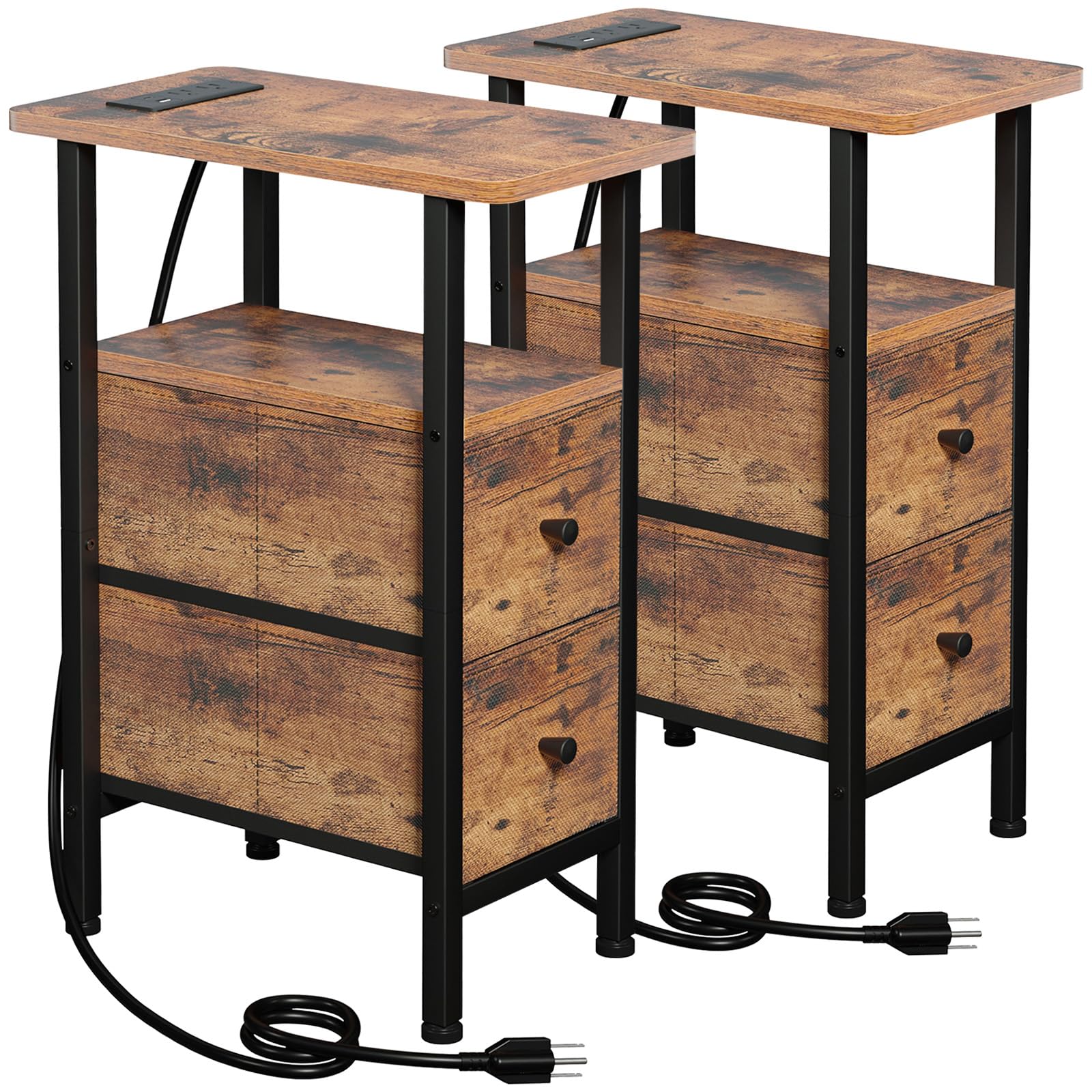 LOAKEKEL front view showing slim end table and storage benefits