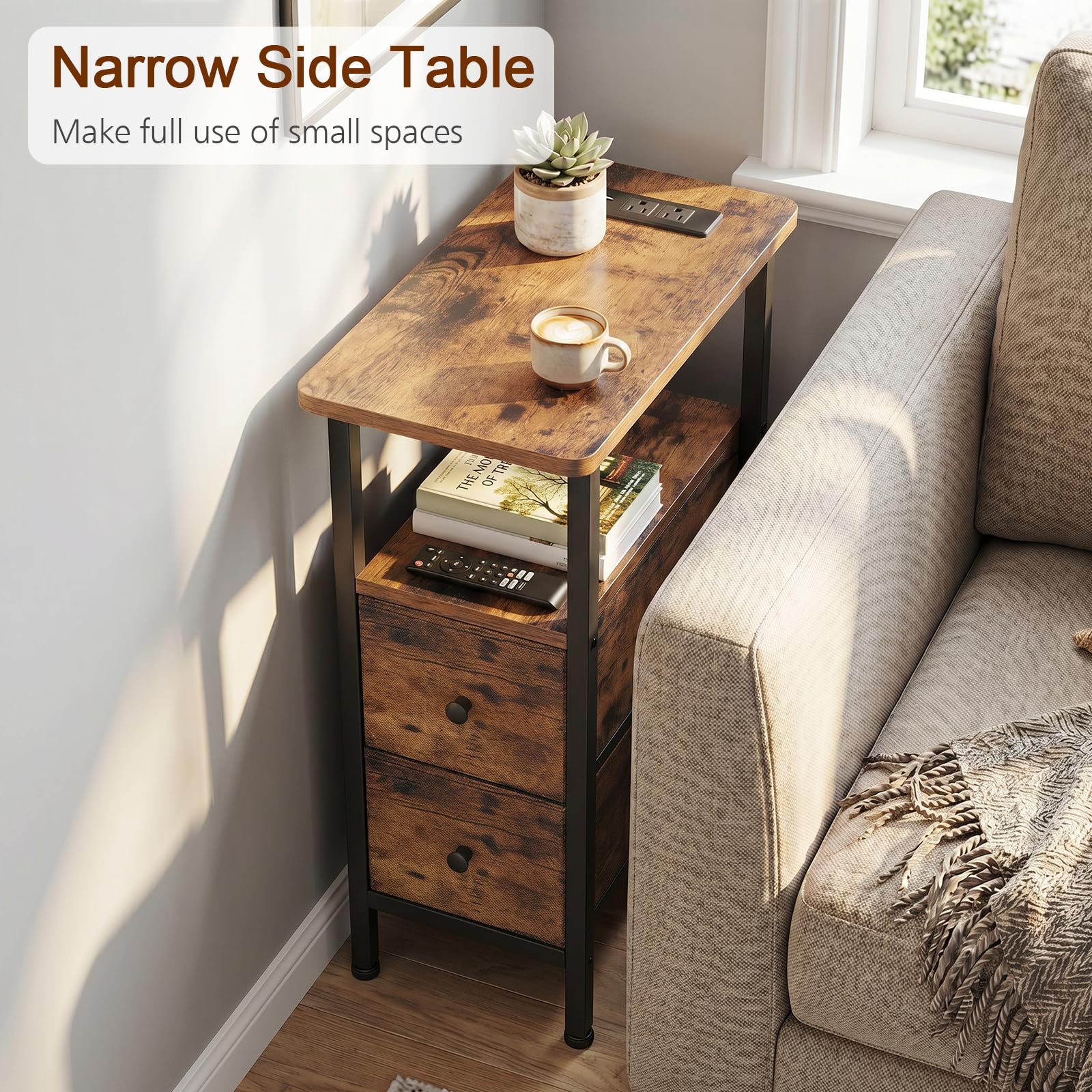 LOAKEKEL side profile highlighting narrow footprint and space-saving
