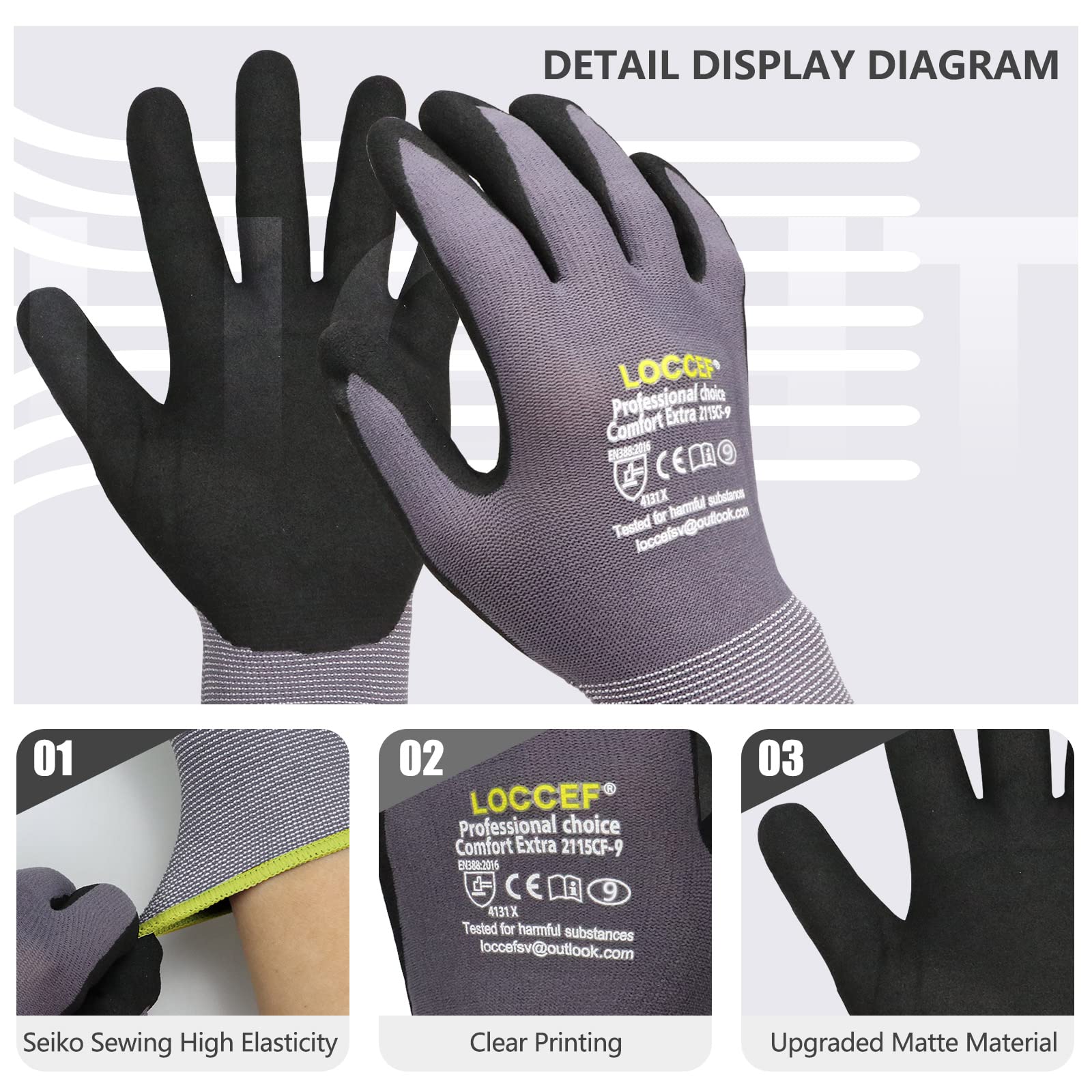 LOCCEF palm close-up highlighting micro-foam texture for enhanced grip