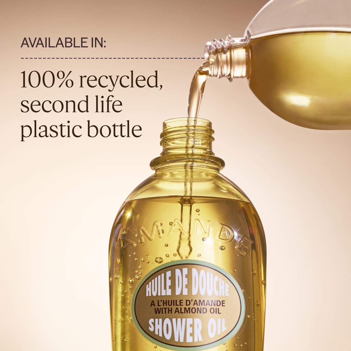 L'OCCITANE bottle in shower setting illustrating daily-routine comfort benefit