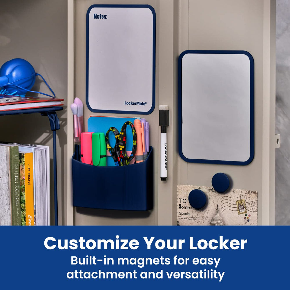 LockerMate dry-erase board with included marker close-up for writable reminders
