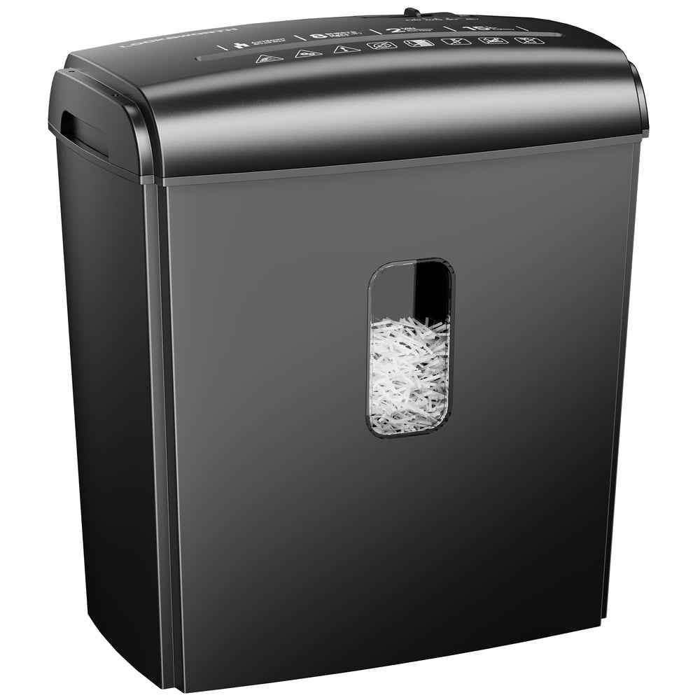 Locksworth front view showing compact design and easy-access bin for convenient secure shredding