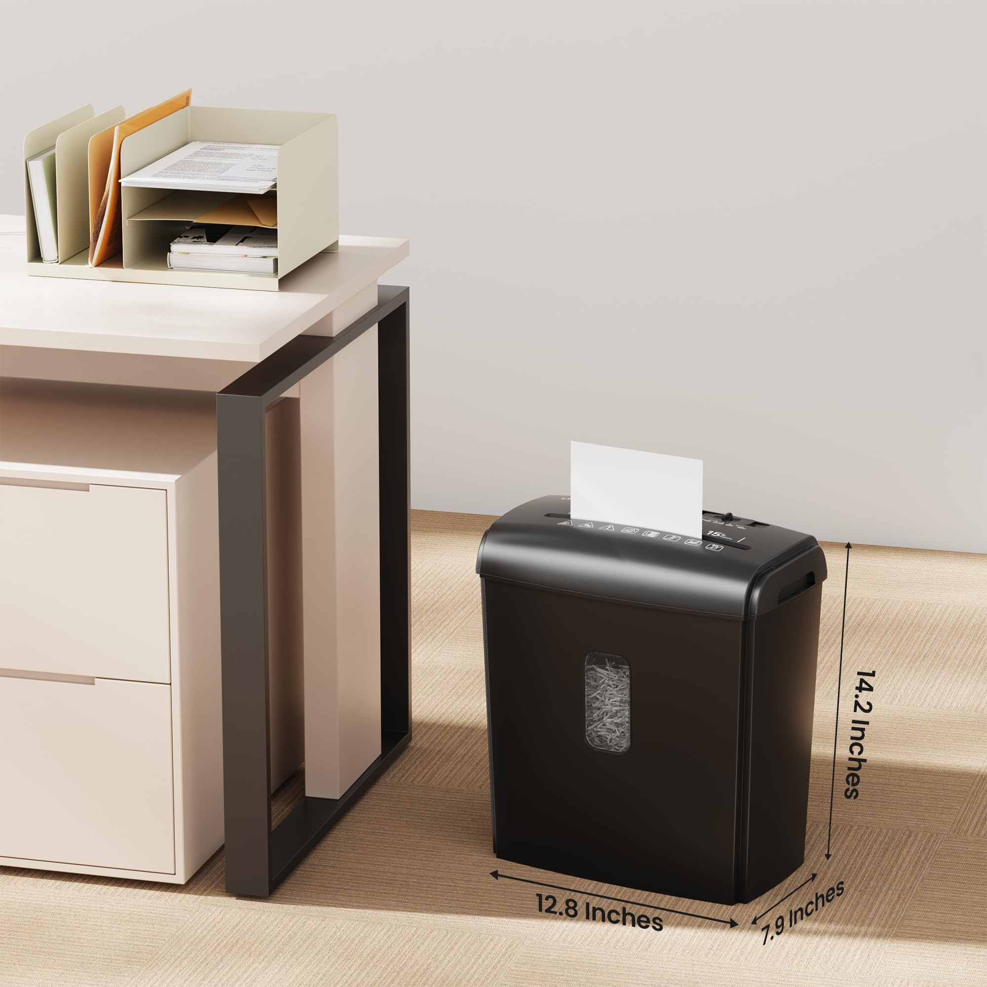 Locksworth in home office lifestyle setting showing neat, quiet document disposal