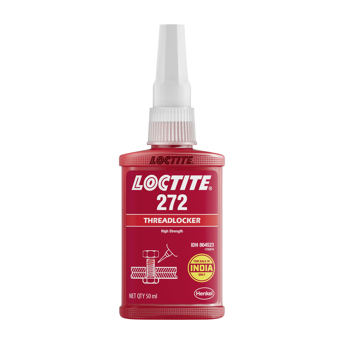 Loctite 272 bottle front view showing label and capacity for reliable identification