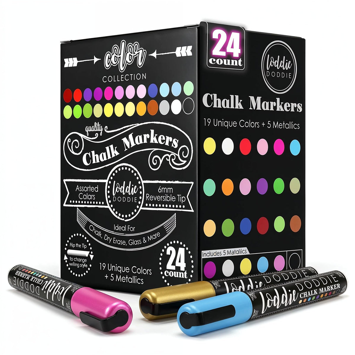 Loddie Doddie front packaging showing full 24 color set and benefits
