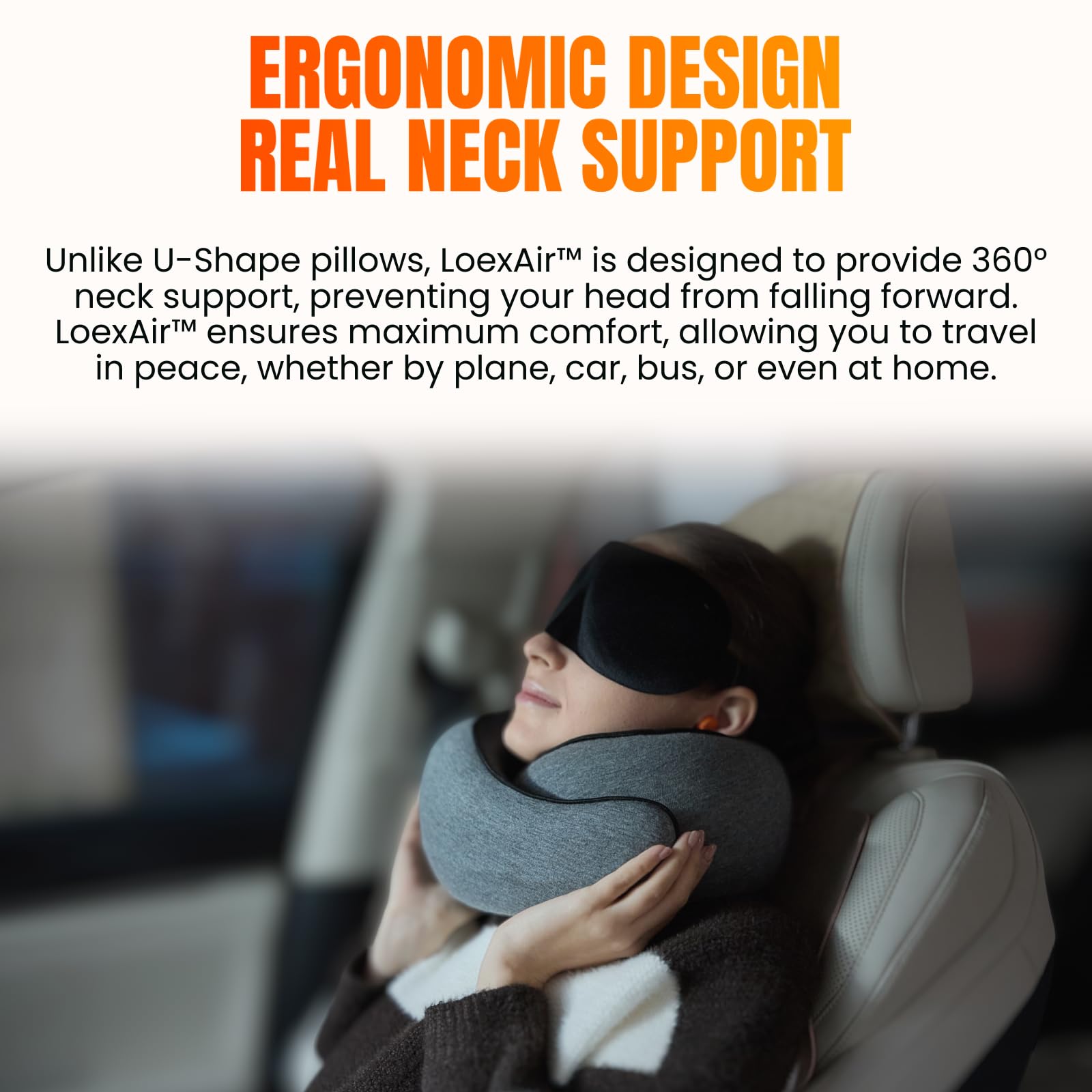 LOEXAIR clipped to luggage handle for hands-free portability
