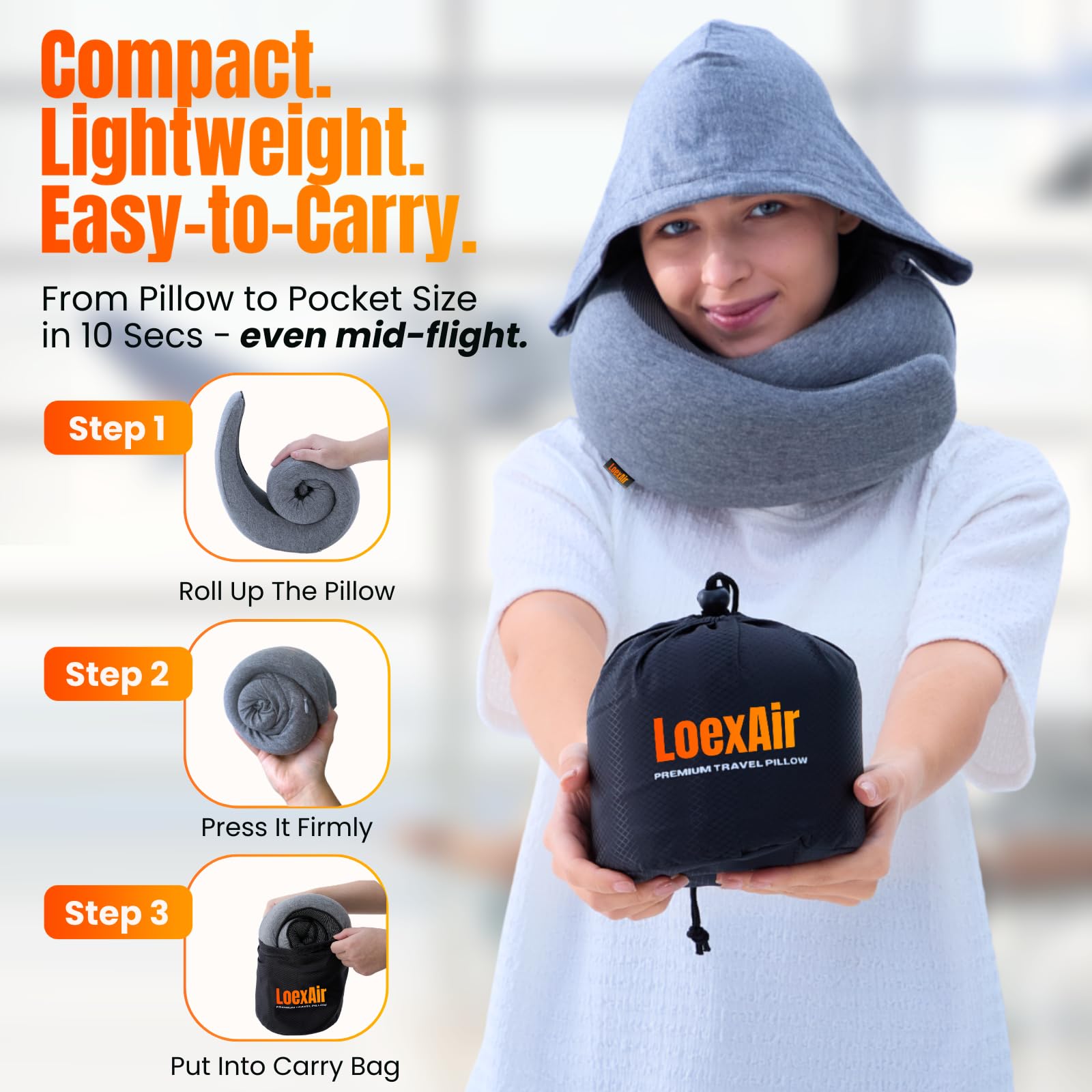 LOEXAIR memory foam cutaway demonstrating resilient support and shape recovery