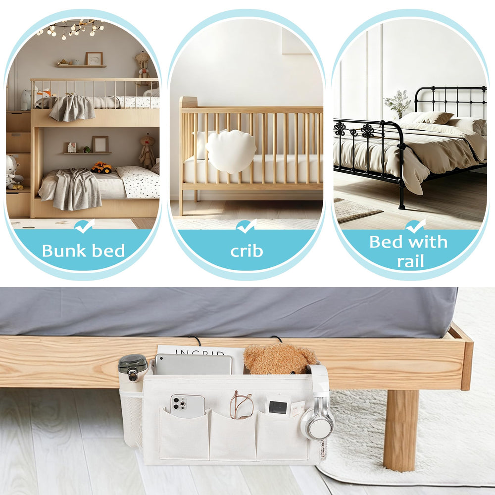 Loghot mounted on a headboard showing bedside convenience and reachability benefit