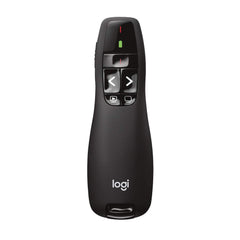 Logitech R400 front view showing controls and ergonomic shape for confident presentations