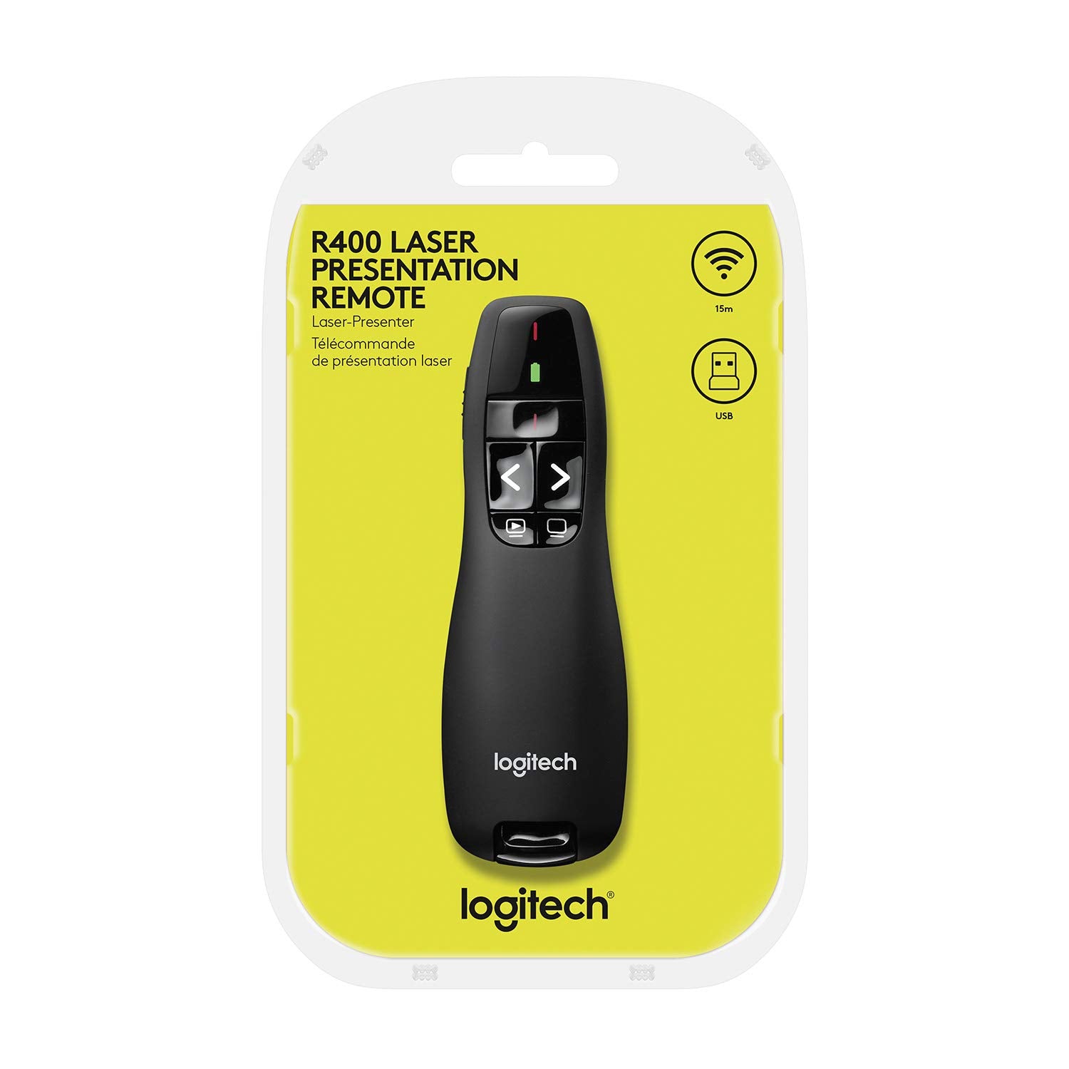 Logitech R400 retail box and packaging for organized transport and storage