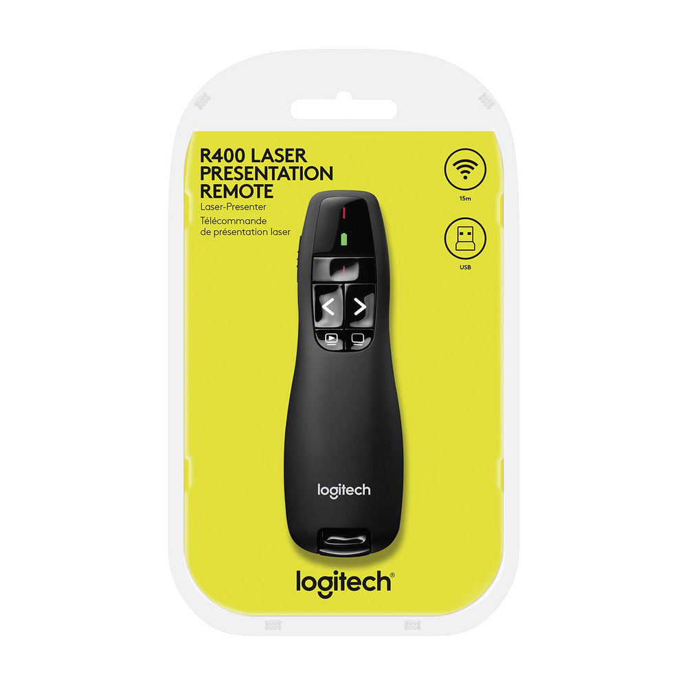 Logitech R400 retail box and packaging for organized transport and storage