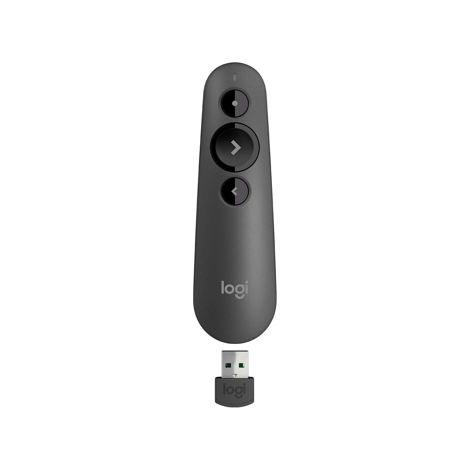 Logitech R500s front view showing buttons and ergonomic shape for comfortable control