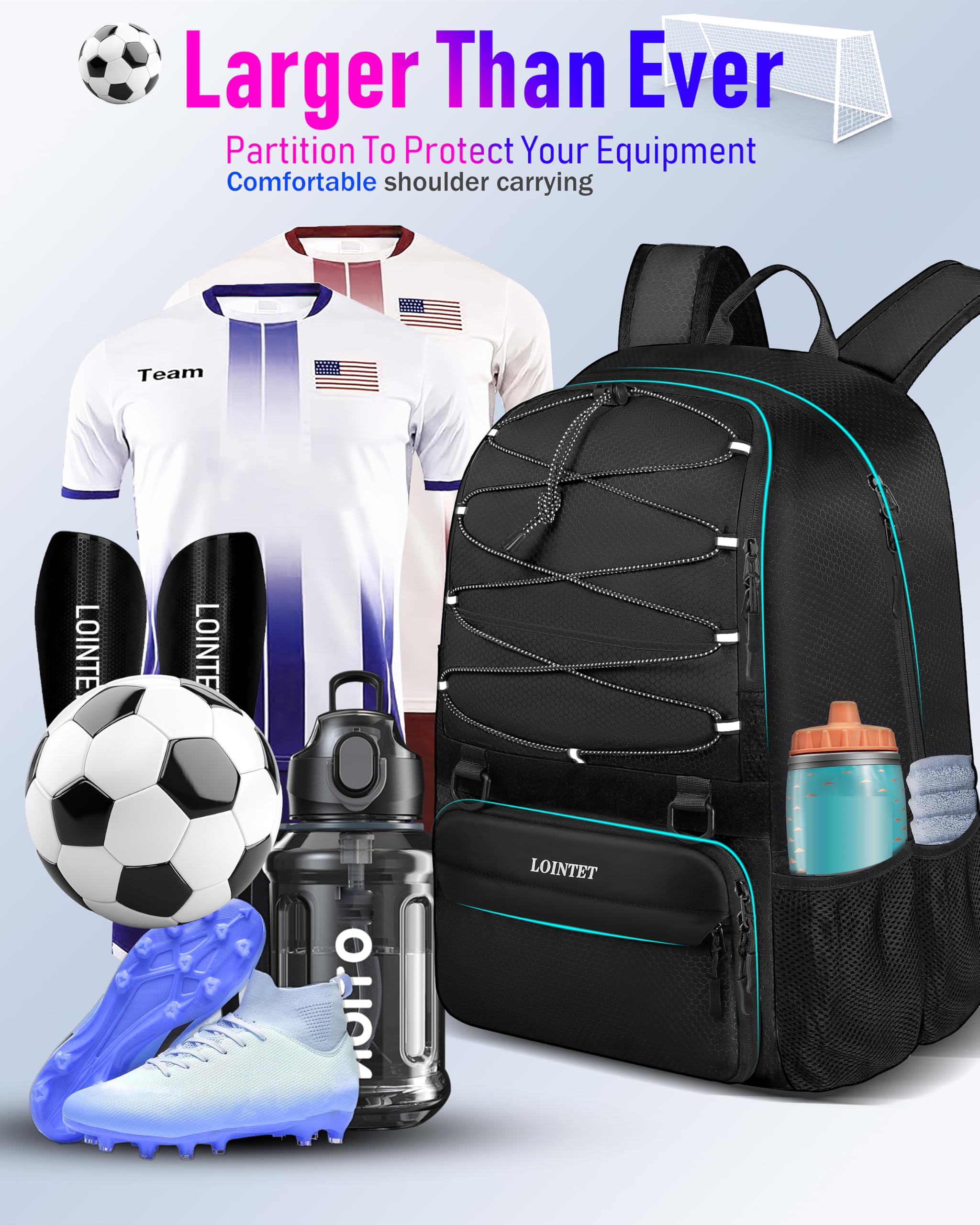 LOINTET lifestyle shot of a player wearing the backpack comfortably for travel